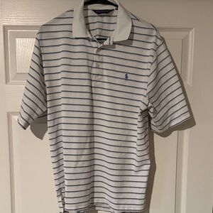 Polo Golf Ralph Lauren White and Navy Striped Polo Shirt